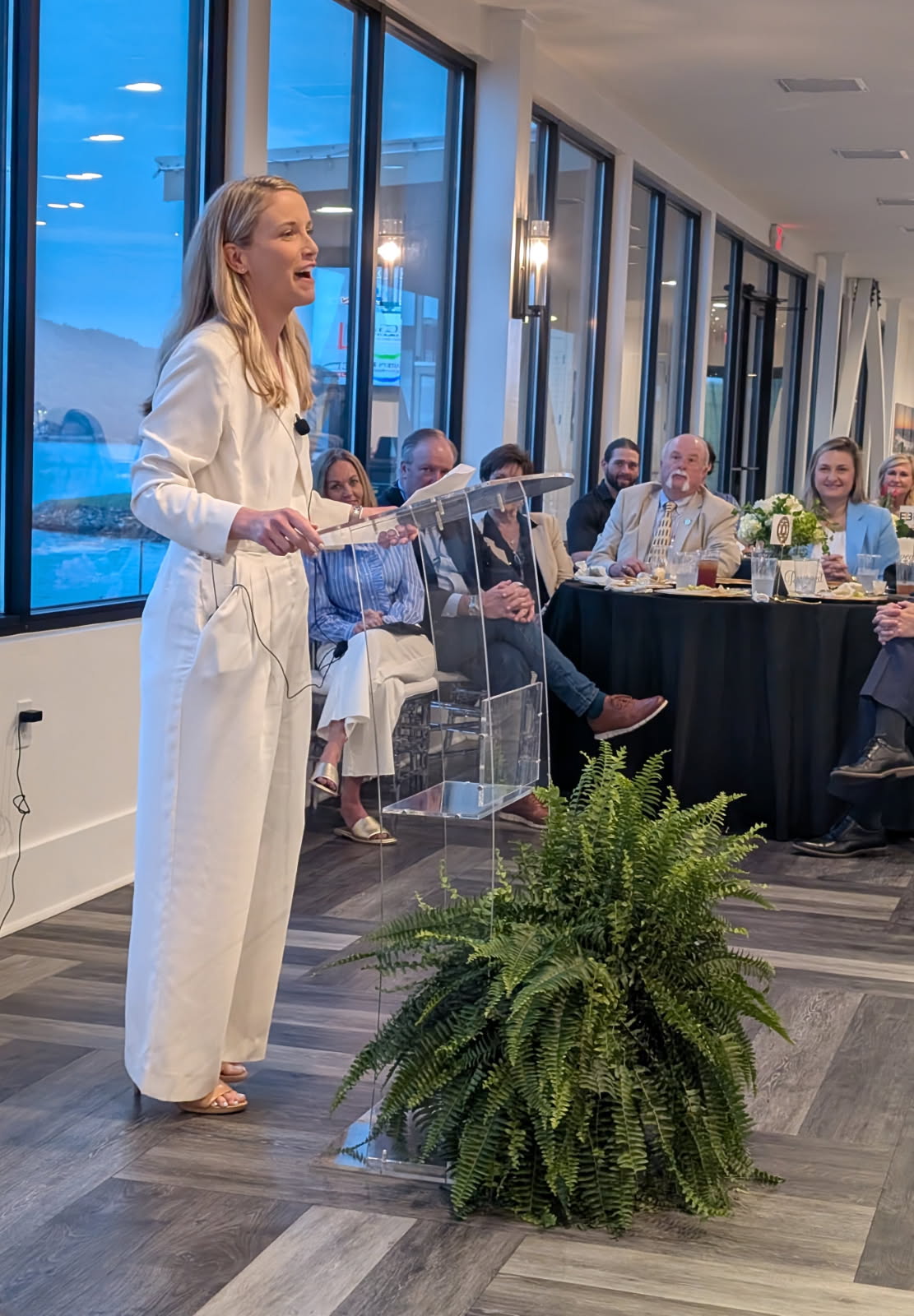 DA Bray speaking at the 2025 Covenant Rescue Group Benefit Dinner at City Harbor Event Center